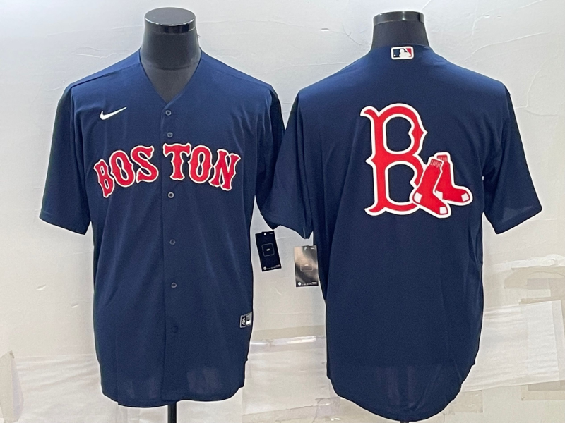 Men's Boston Red Sox Navy Team Big Logo Cool Base Stitched Jersey Men's Boston Red Sox Navy Team Big Logo Cool Base Stitched Jersey